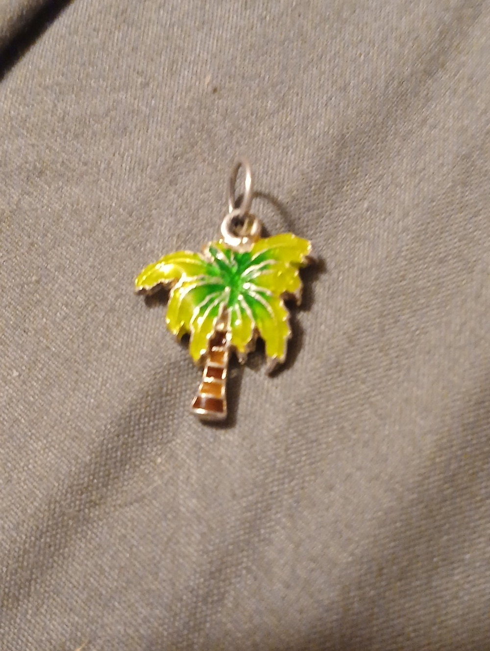 Palm Tree Charm Pendant - Green and Yellow